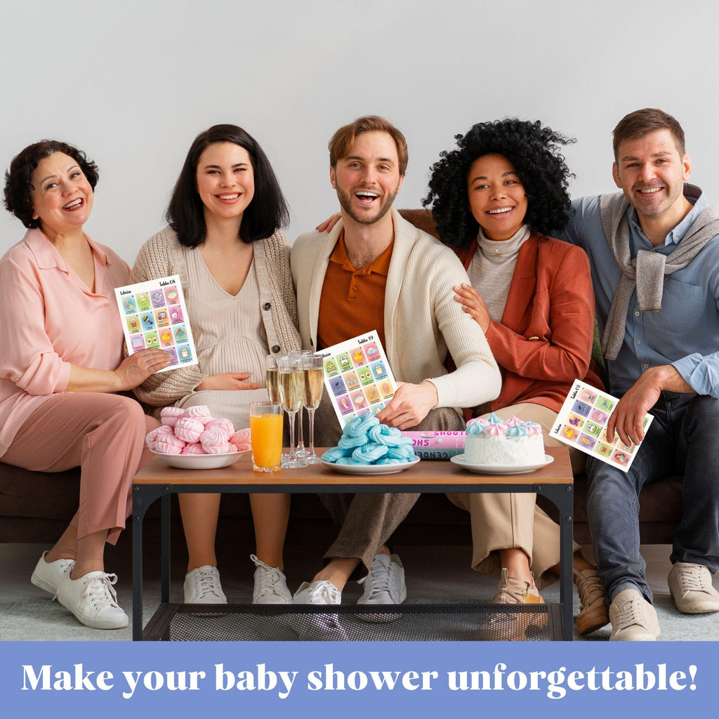 WOODAMORE Baby Shower Loteria Bilingual Game – 50 Cards, 54 Calling Cards, Chips for 40 Players