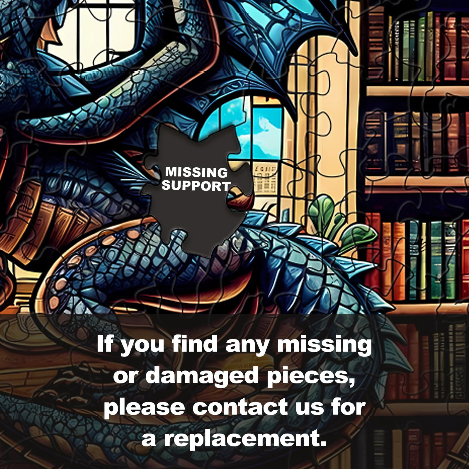 WOODBESTS 100-Piece Wooden Puzzle for Adults – Dragon's Library, 8.5"x8.5" Unique Cut Jigsaw