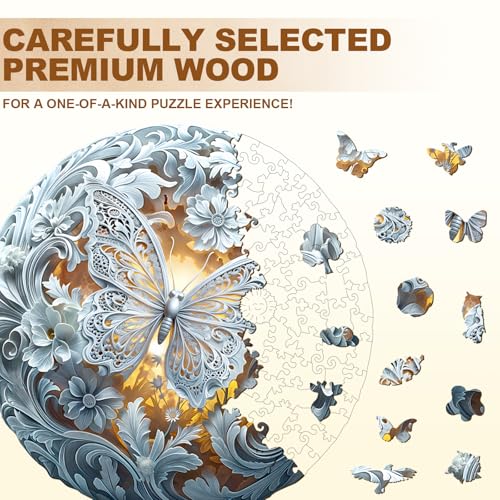 WOODBESTS Celestial Wings Wooden Puzzle – 100-Piece Adult Jigsaw, 8.5x8.5 inches, Laser-Cut Unique Shapes