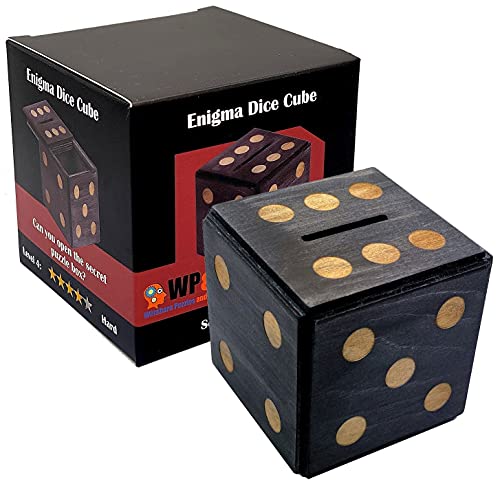 Wooden Dice Puzzle Box with Hidden Compartment – Money Gift Holder and Brain Teaser by Winshare