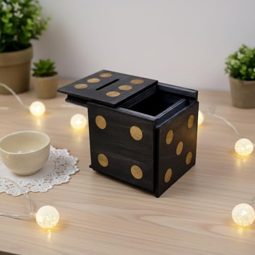 Wooden Dice Puzzle Box with Hidden Compartment – Money Gift Holder and Brain Teaser by Winshare