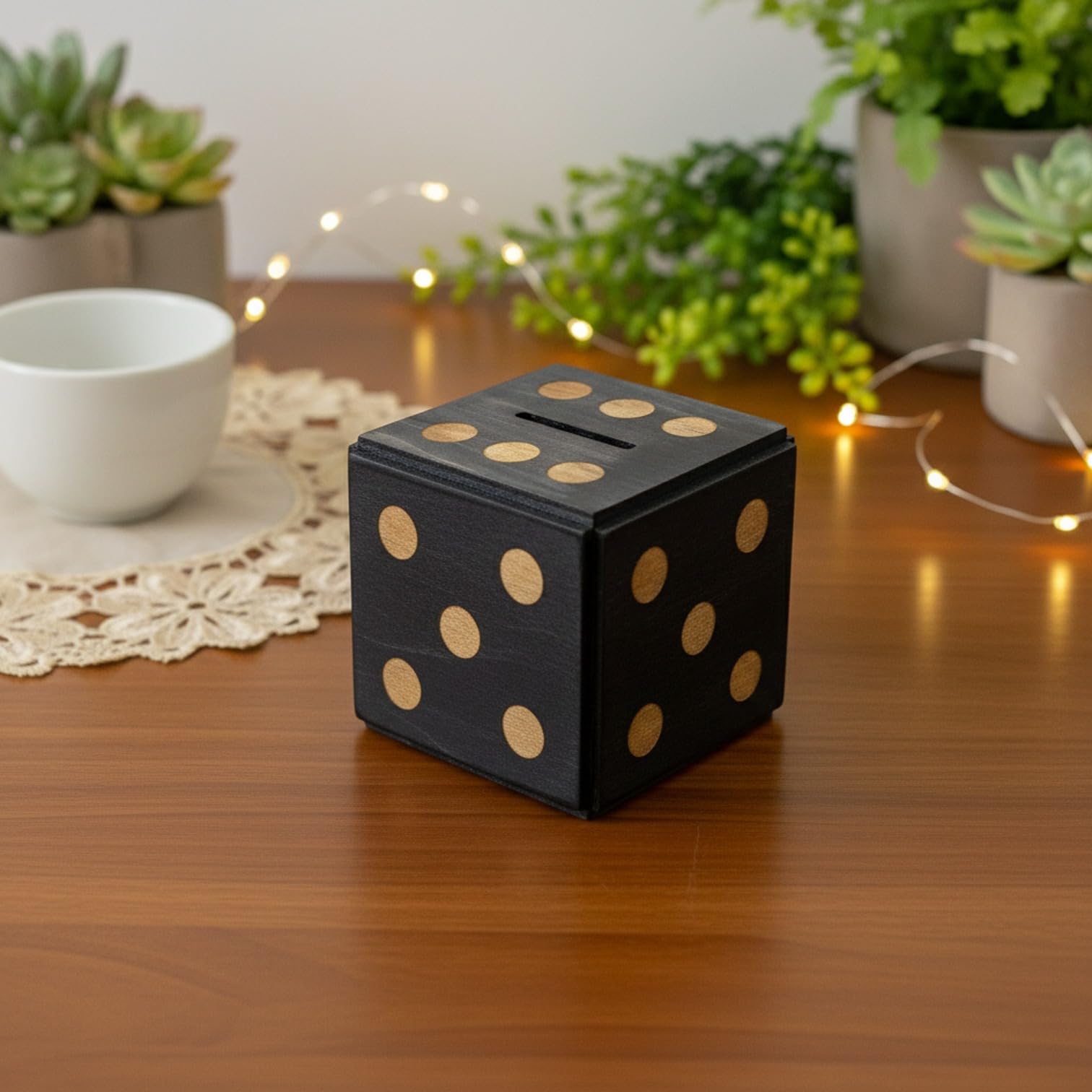 Wooden Dice Puzzle Box with Hidden Compartment – Money Gift Holder and Brain Teaser by Winshare