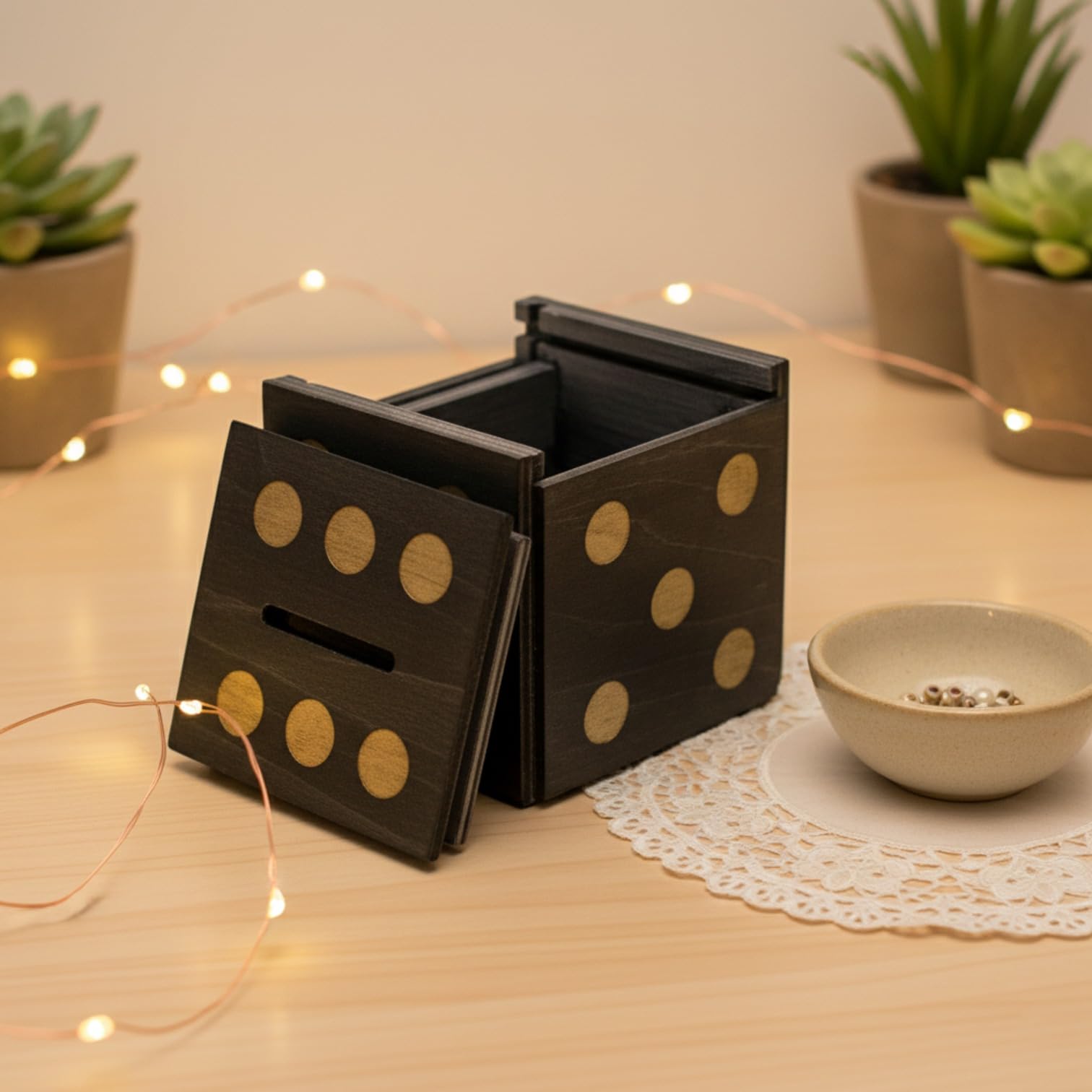Wooden Dice Puzzle Box with Hidden Compartment – Money Gift Holder and Brain Teaser by Winshare
