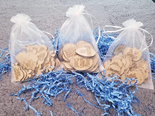 Wooden Easter Egg Tokens 30ct with Gift Bag – 6 Shapes, 30 Engraved Sayings, Custom Personalization Available
