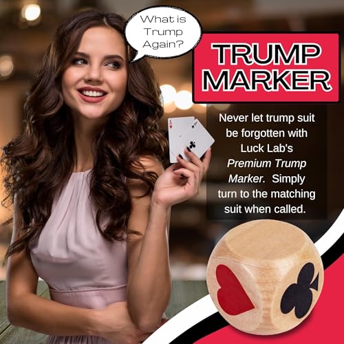 Wooden Euchre Trump Marker Dice – Large 1.57-Inch Set of 4 with Velvet Pouch