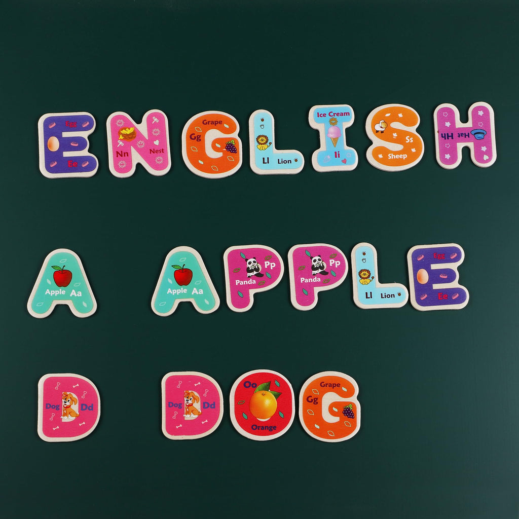 Wooden Magnetic Letters and Numbers Set - 72 Pieces ABC Magnets for Kids, Spelling Learning Toy by Toys of Wood Oxford