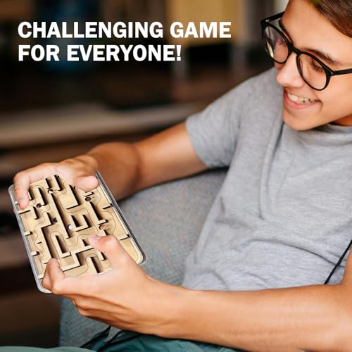 Wooden Marble Maze Game – Handheld Fidget Puzzle for Kids Ages 3-8