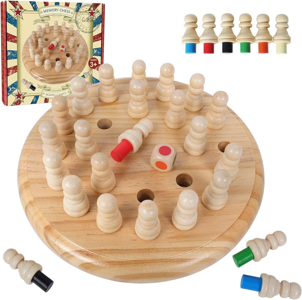Wooden Memory Chess Game – 7.5 Inch Matching Stick Board Game for Kids Ages 3-100