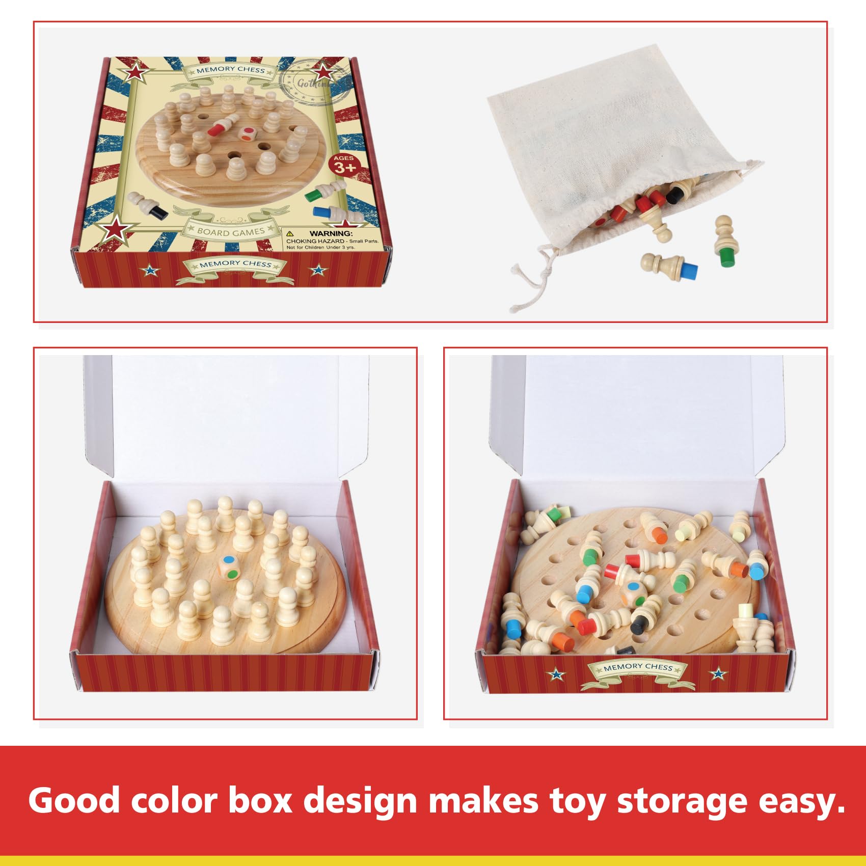 Wooden Memory Chess Game – 7.5 Inch Matching Stick Board Game for Kids Ages 3-100