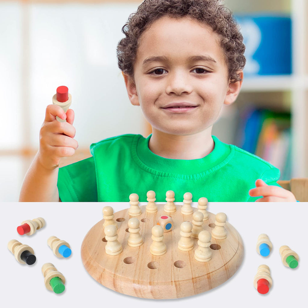 Wooden Memory Chess Game – 7.5 Inch Matching Stick Board Game for Kids Ages 3-100