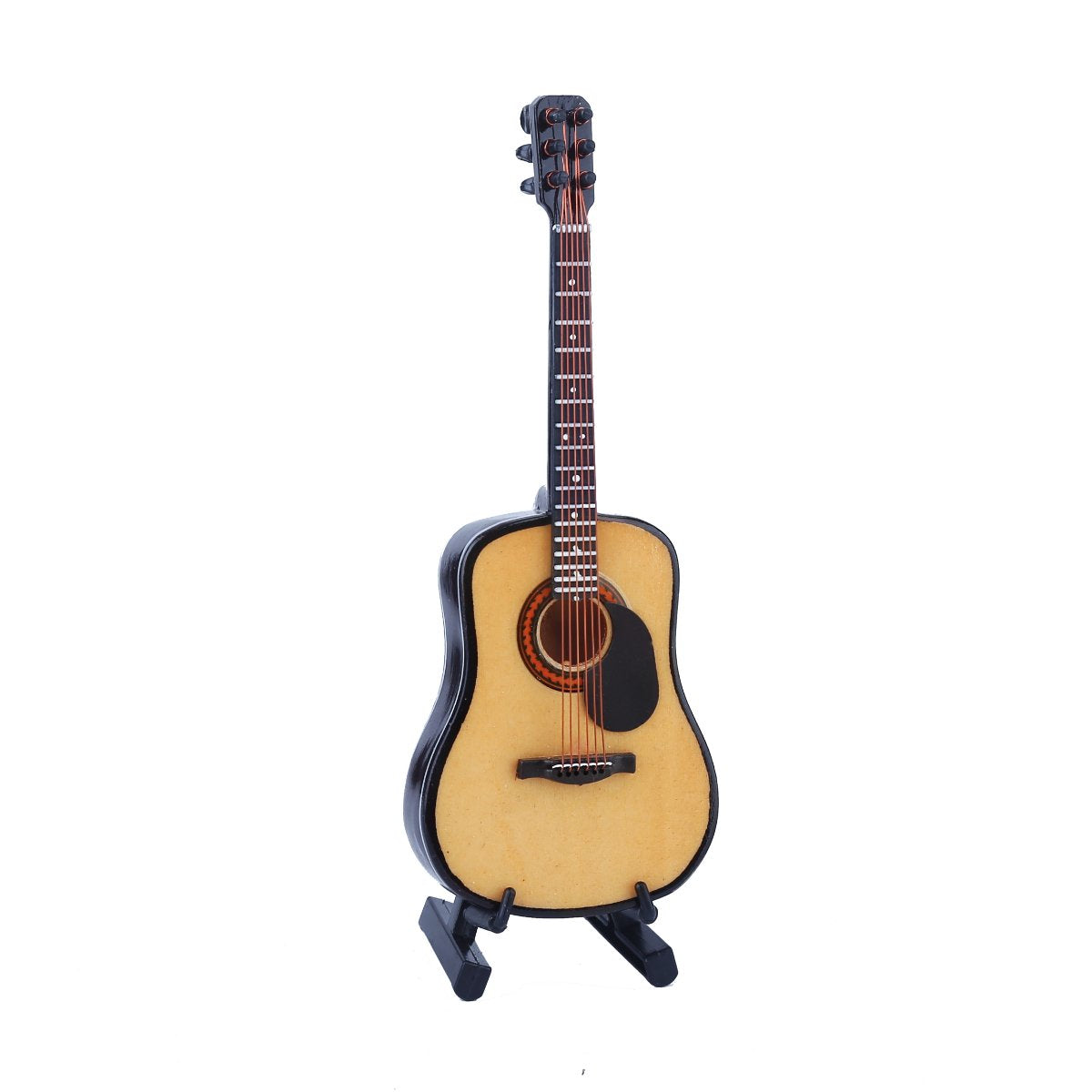 Wooden Miniature Guitar with Stand and Case - 5.12 Inch Acoustic Guitar Replica, Collectible Display Ornament for Home Decor, Dollhouse Accessory