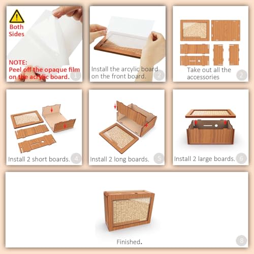 Wooden Money Saving Box with $10000 Savings Challenge – Brown Piggy Bank for Adults and Kids