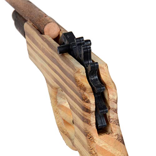 Wooden Rubber Band Gun Set – 2 Pack with 100 Bands, 9-Inch, Log Color Outdoor Toy