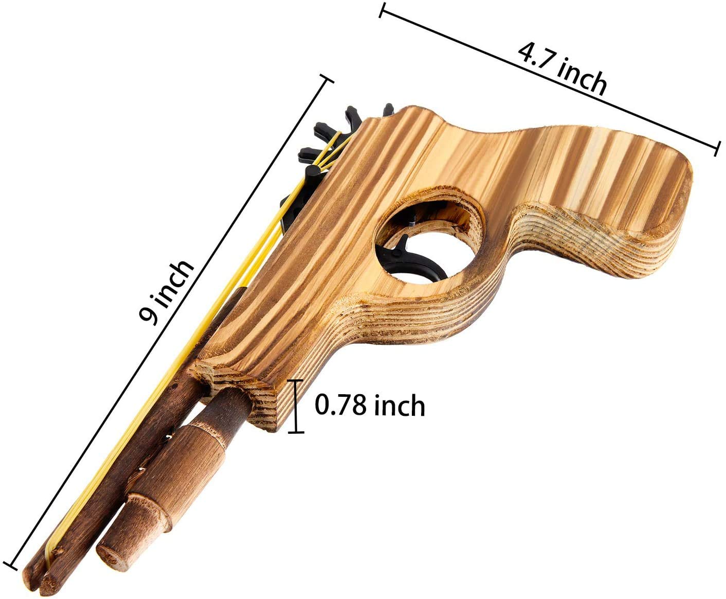 Wooden Rubber Band Gun Set – 2 Pack with 100 Bands, 9-Inch, Log Color Outdoor Toy