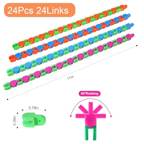 Woosir 24-Pack Wacky Tracks Fidget Toys – Sensory Click Snake Toy for Classroom and Stress Relief