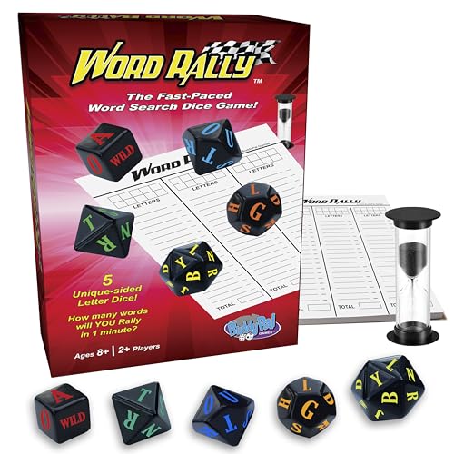 Word Rally Fast-Paced Word Building Dice Game by Buddypalgames | 5 RPG Letter Dice | Family Game Night