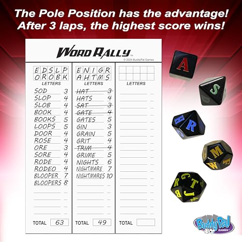 Word Rally Fast-Paced Word Building Dice Game by Buddypalgames | 5 RPG Letter Dice | Family Game Night