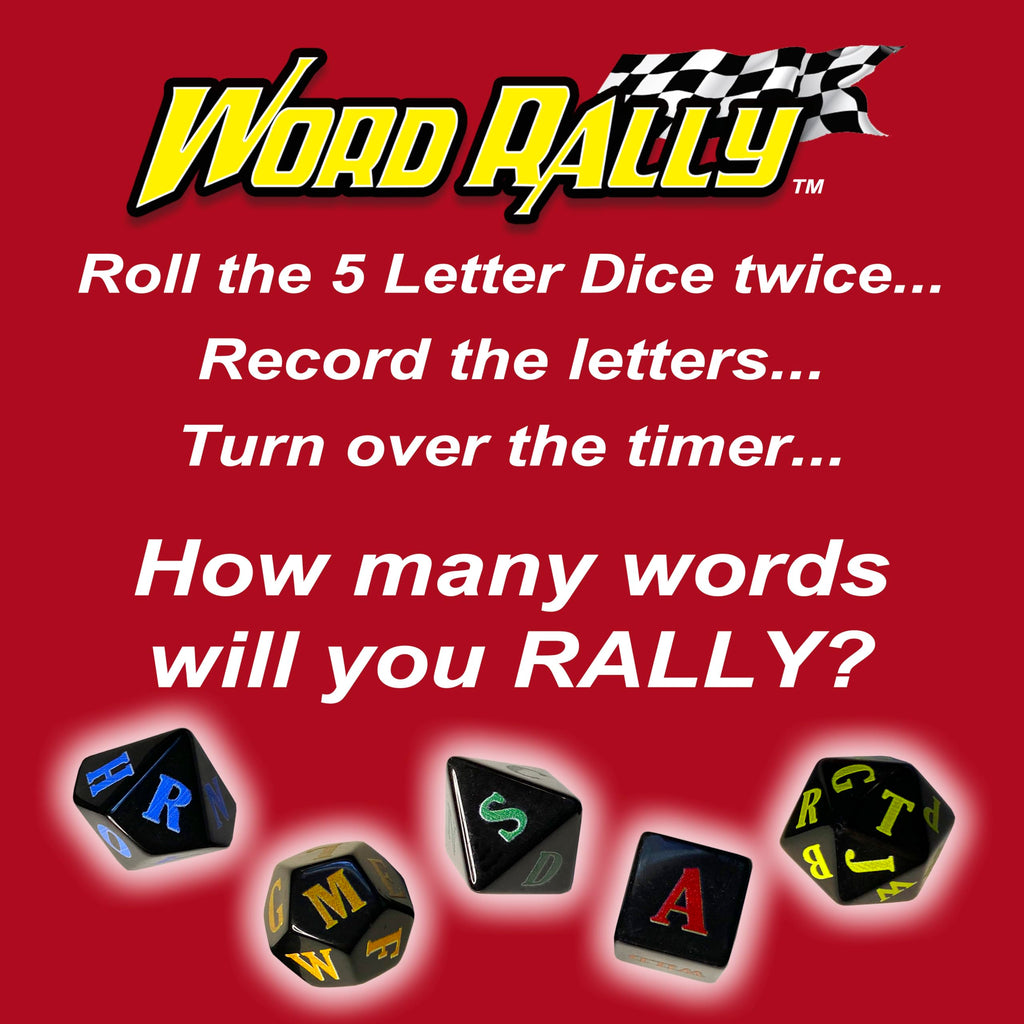 Word Rally Fast-Paced Word Building Dice Game by Buddypalgames | 5 RPG Letter Dice | Family Game Night