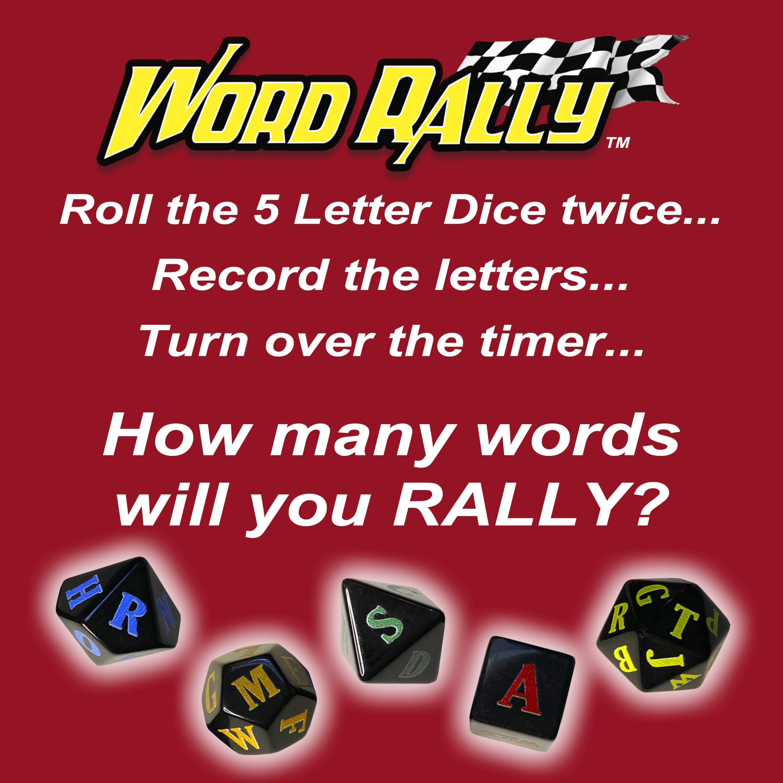 Word Rally Fast-Paced Word Building Dice Game by Buddypalgames | 5 RPG Letter Dice | Family Game Night