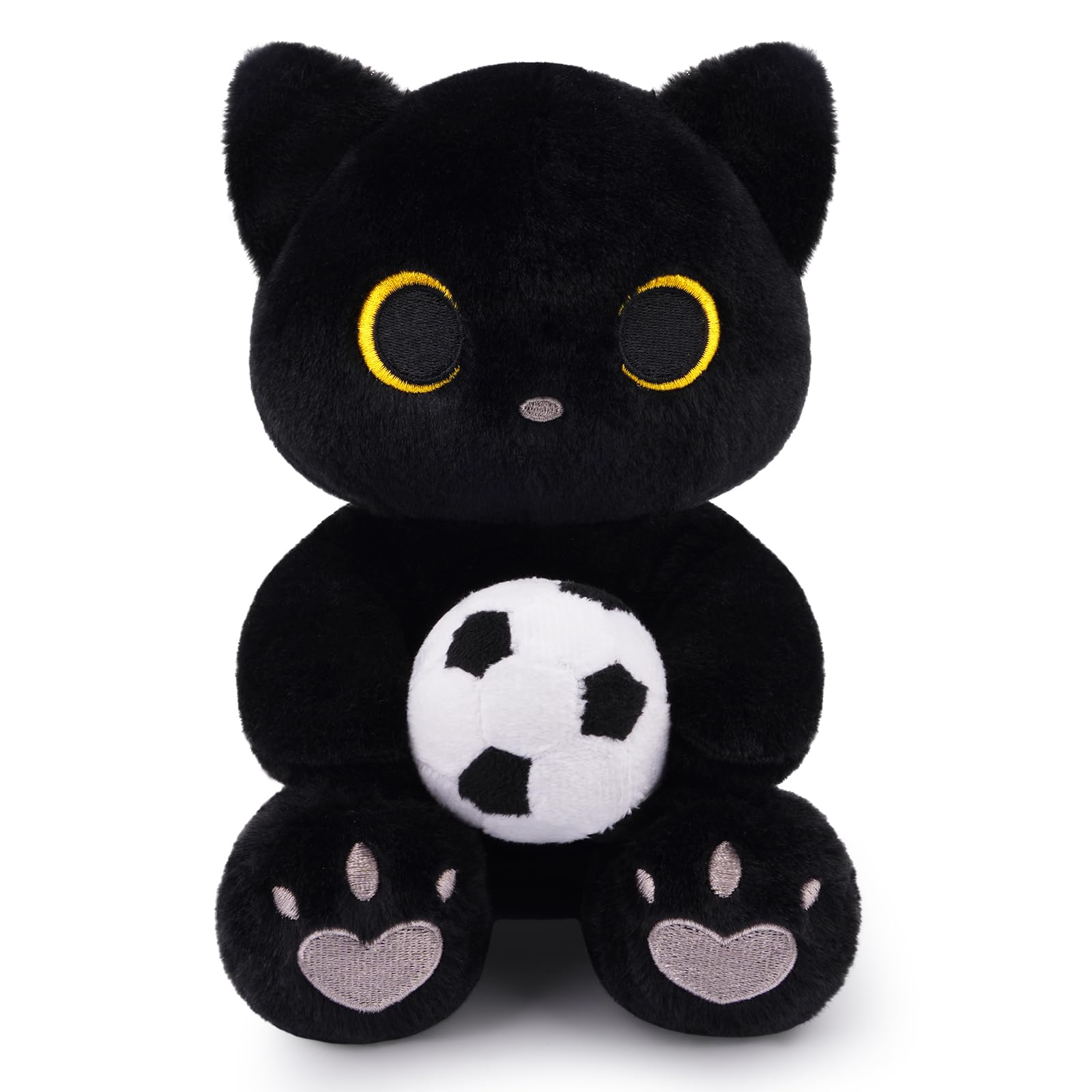 World Cup 2026 Soccer Black Cat Plush – Soft Stuffed Animal with Heart Embroidery for Fans