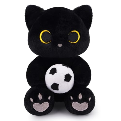 World Cup 2026 Soccer Black Cat Plush – Soft Stuffed Animal with Heart Embroidery for Fans
