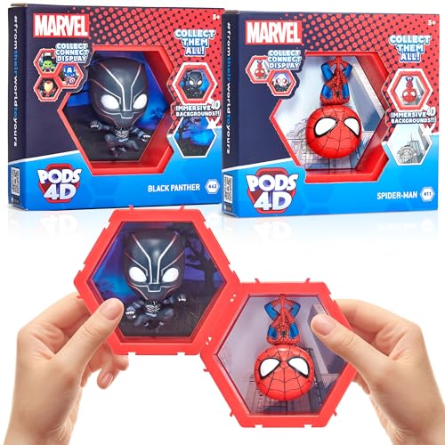 WOW! PODS 4D Marvel Spider-Man & Black Panther 2-Pack – Connectable Action Figures with Lenticular Display