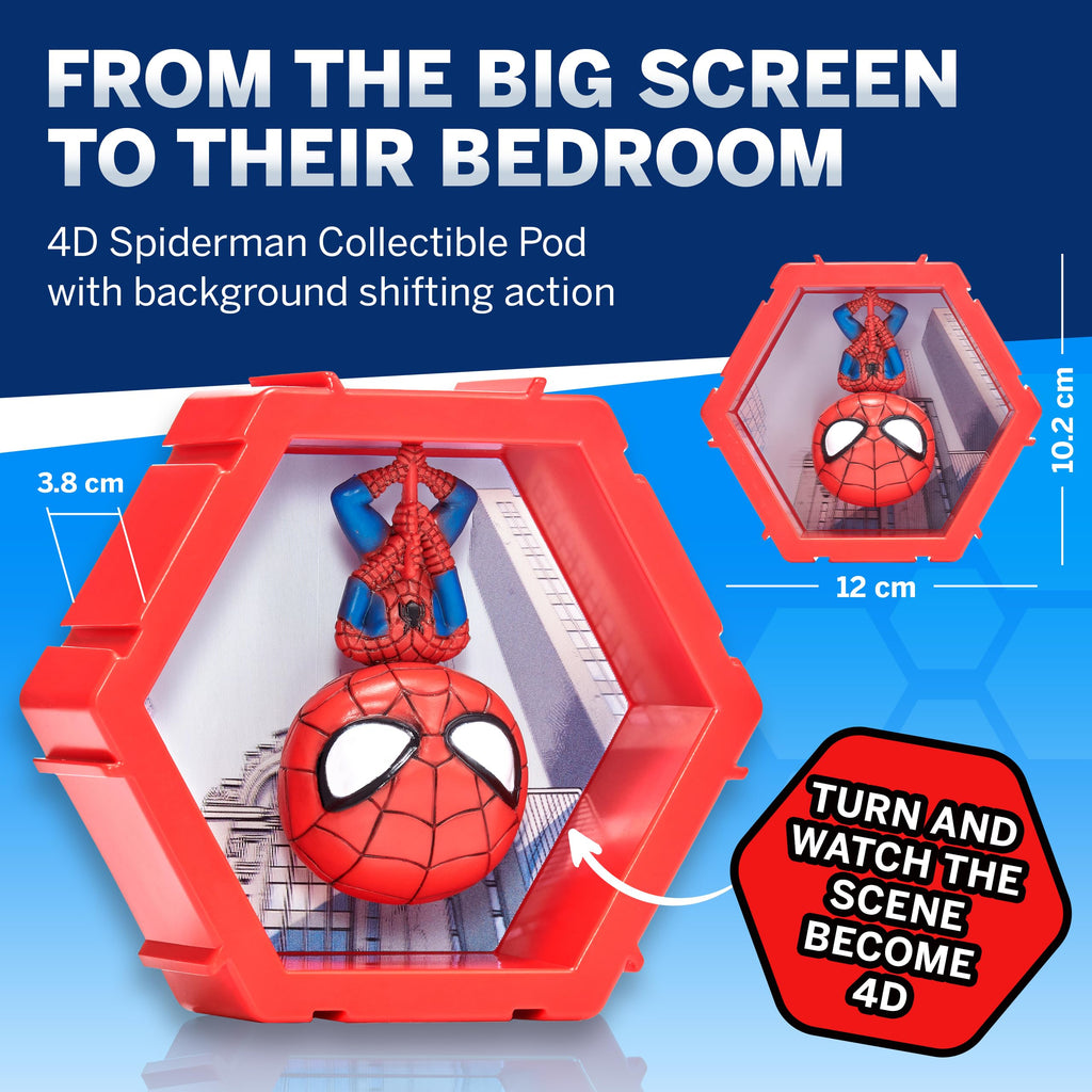WOW! PODS 4D Marvel Spiderman Bobblehead – Connectable and Collectible Figure with 3D Lenticular Display