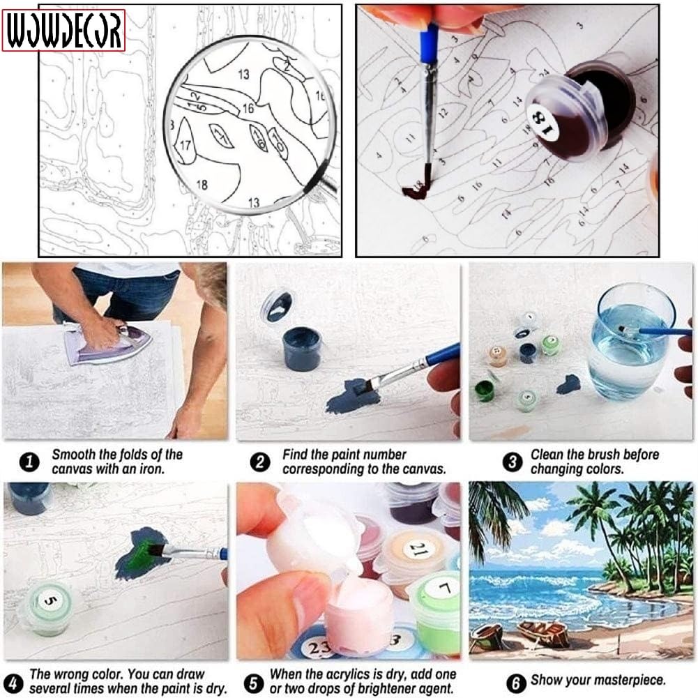 Wowdecor Paint by Numbers Kit - Starry Night Van Gogh 40x50 cm Stamped Canvas (No Frame) for Adults