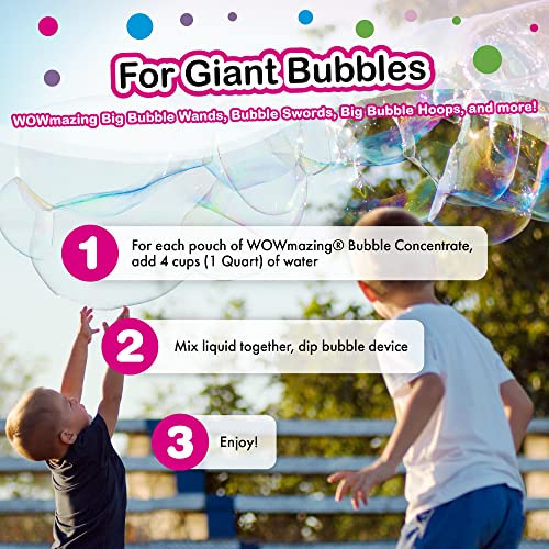 WOWMAZING Big Bubbles Refill – 3-Pack Concentrate Makes 2.3 Gallons – USA Made