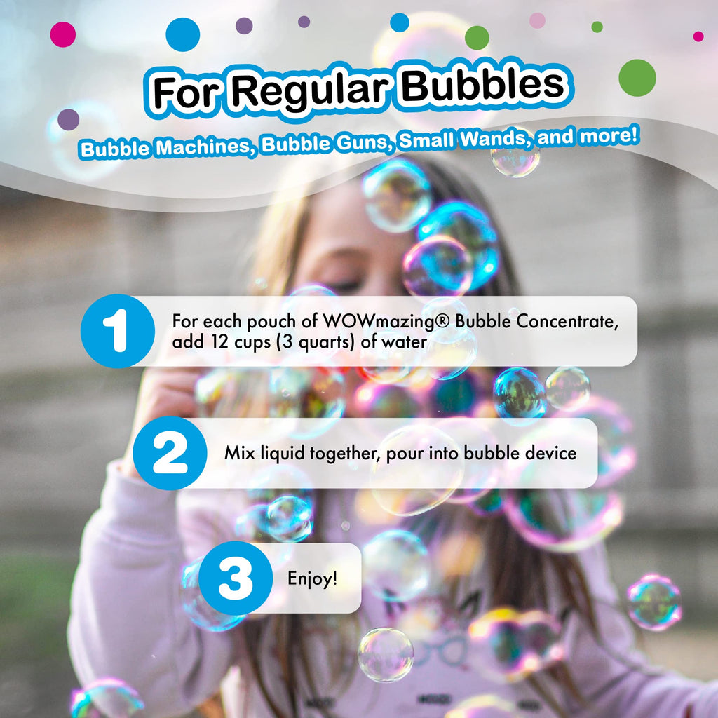 WOWMAZING Big Bubbles Refill – 3-Pack Concentrate Makes 2.3 Gallons – USA Made