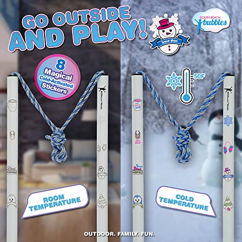WOWMAZING Giant Bubble Kit Winter – 2 Handles, 8 Cold-Activated Stickers, USA Made Solution for Outdoor Fun