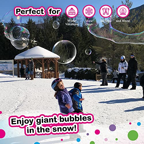 WOWMAZING Giant Bubble Kit Winter – 2 Handles, 8 Cold-Activated Stickers, USA Made Solution for Outdoor Fun