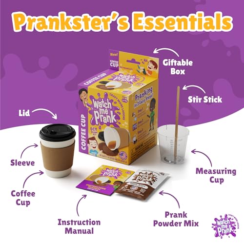 WOWMAZING WatchMePrank Coffee Cup Prank Kit – Realistic Fake Spill Gag Gift