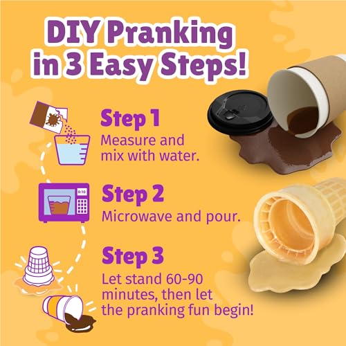 WOWMAZING WatchMePrank Ice Cream Cone & Coffee Cup Prank Kit – Realistic Spill Illusion Set for Kids & Adults