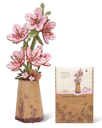 Wowood 3D Wooden Sakura Puzzle - 113-Piece Cherry Blossom Building Kit for Adults, DIY Craft, Home Decor