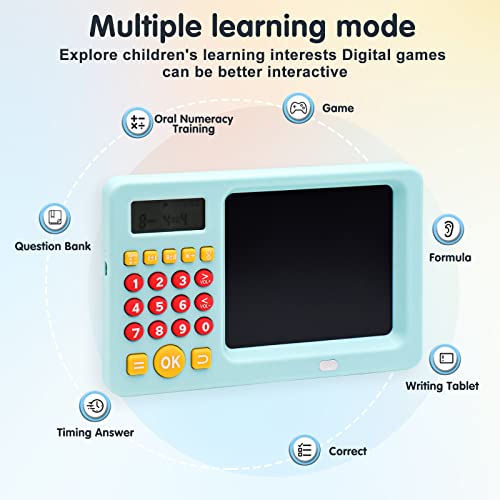WOZADU Math Games for Kids 5-8, LCD Writing Tablet with Educational Math Learning Games, Birthday Gift for Boys Girls (Blue)