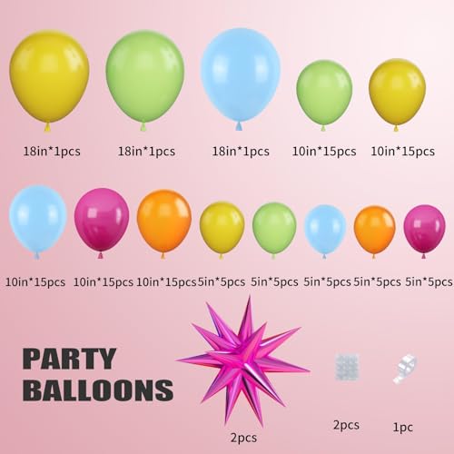 Wpensky Rainbow Balloon Arch Kit - 77 Latex and Foil Balloons for Birthday, Luau, Wedding Decor