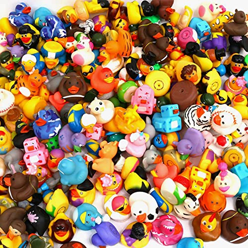 WQTHE 30 Pack Rubber Duck Assortment - 2.3 Inch Bulk Bath Toys for Kids, Party Favors, 30 Unique Styles