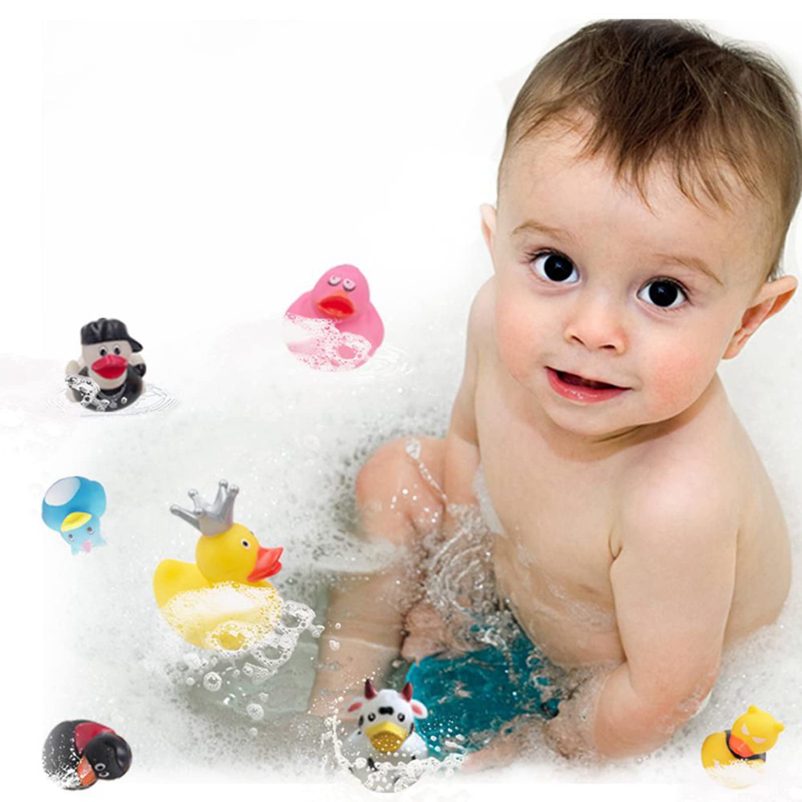 WQTHE 30 Pack Rubber Duck Assortment - 2.3 Inch Bulk Bath Toys for Kids, Party Favors, 30 Unique Styles