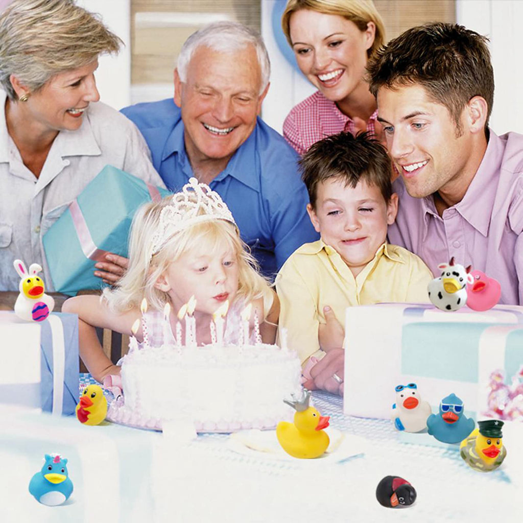 WQTHE 30 Pack Rubber Duck Assortment - 2.3 Inch Bulk Bath Toys for Kids, Party Favors, 30 Unique Styles
