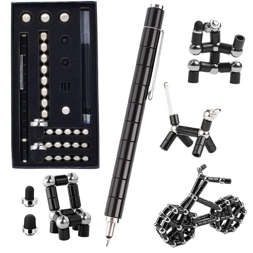 WQWQUU Magnetic Fidget Pen – Deformable Stress Relief Toy in Big Black