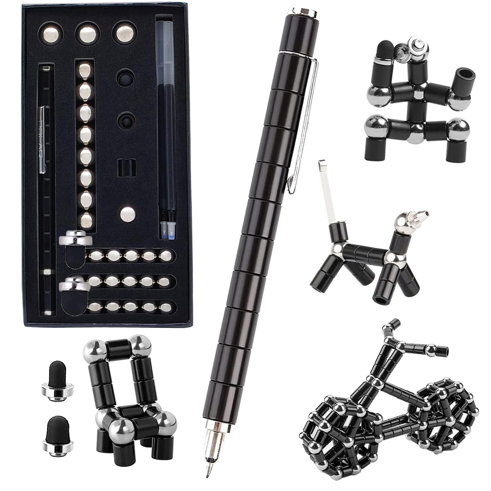 WQWQUU Magnetic Fidget Pen – Deformable Stress Relief Toy in Big Black