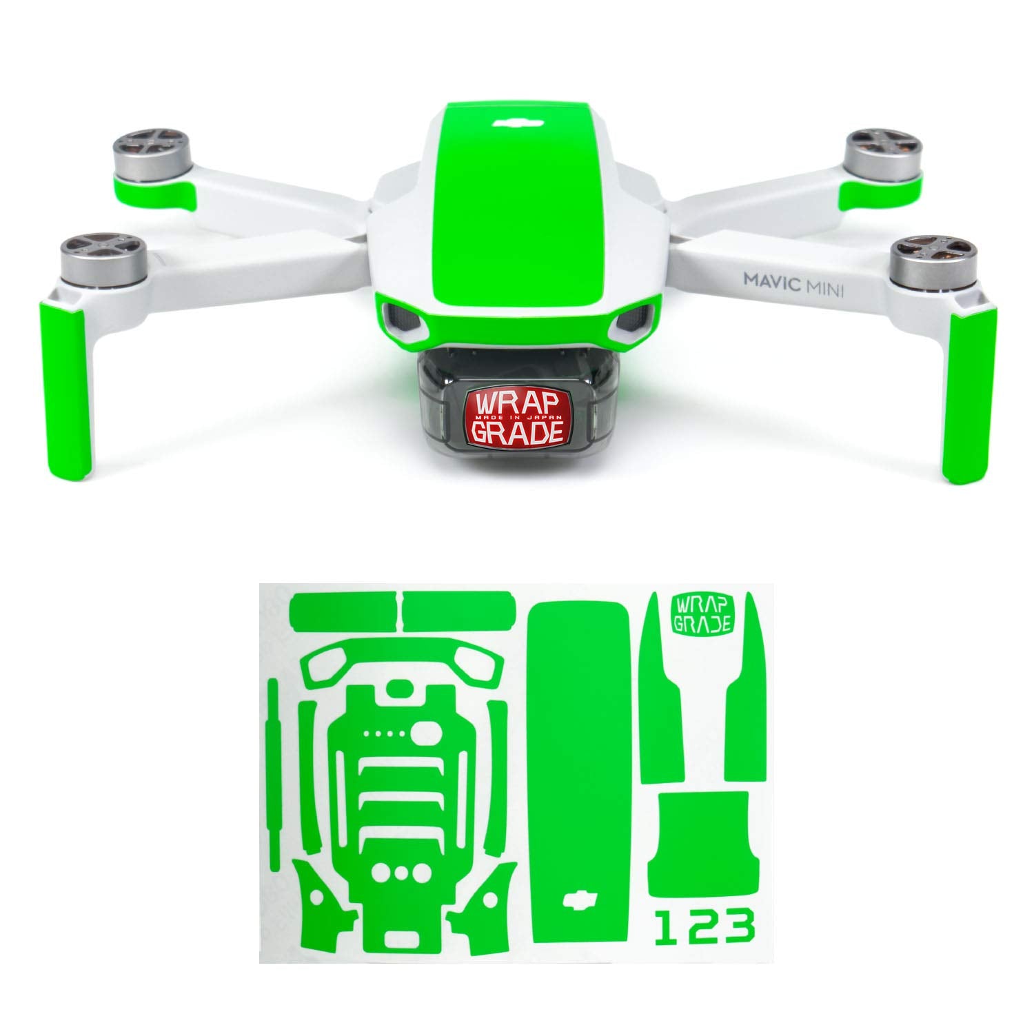 Wrapgrade Neon Green Skin for DJI Mavic Mini / Mini 2 SE / Mini 4K – Accent Color