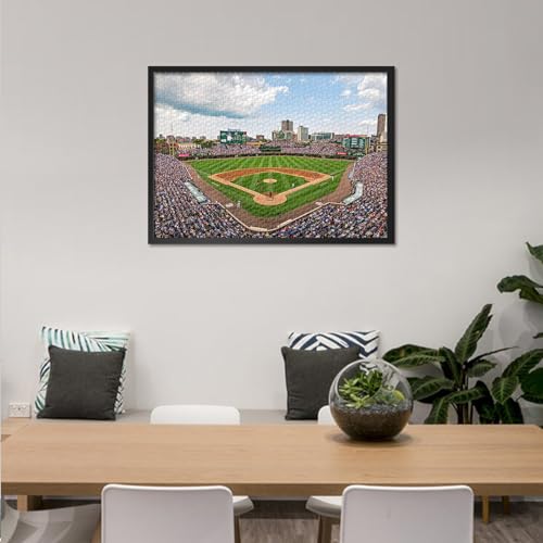 Wrigley Field 1000 Piece Jigsaw Puzzle by TUMOVO - Chicago Baseball Stadium Puzzle for Adults, 27.5x19.7 Inches, Includes Reference Poster