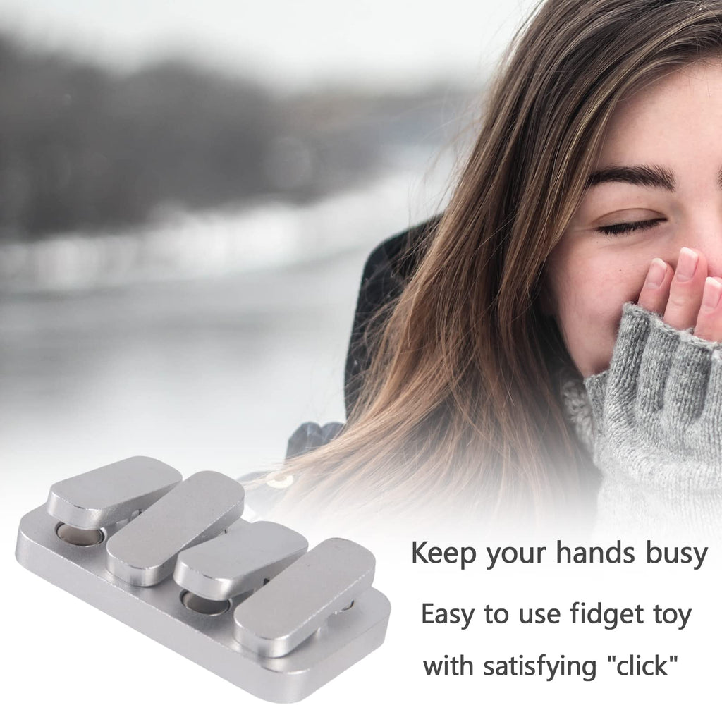 WSHWXY Metal Fidget Slider for Adults - Matte Silver Magnetic EDC Clicker Toy