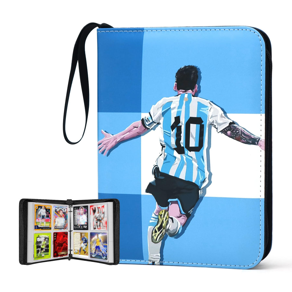 WTVIDAS 400-Pocket Soccer Card Binder – Waterproof PU, 50 Removable Sheets, Zipper & Wrist Strap