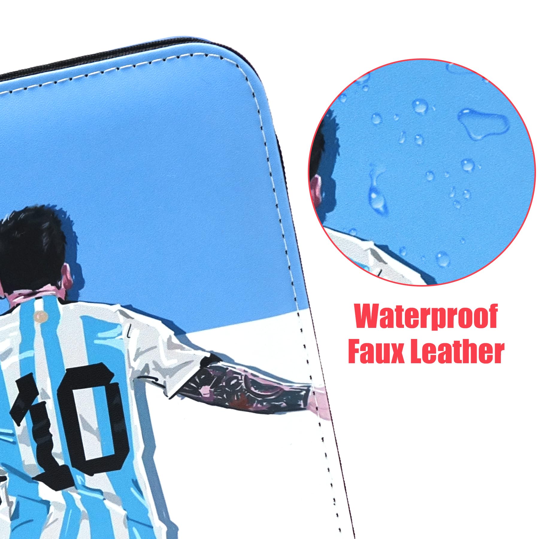 WTVIDAS 400-Pocket Soccer Card Binder – Waterproof PU, 50 Removable Sheets, Zipper & Wrist Strap