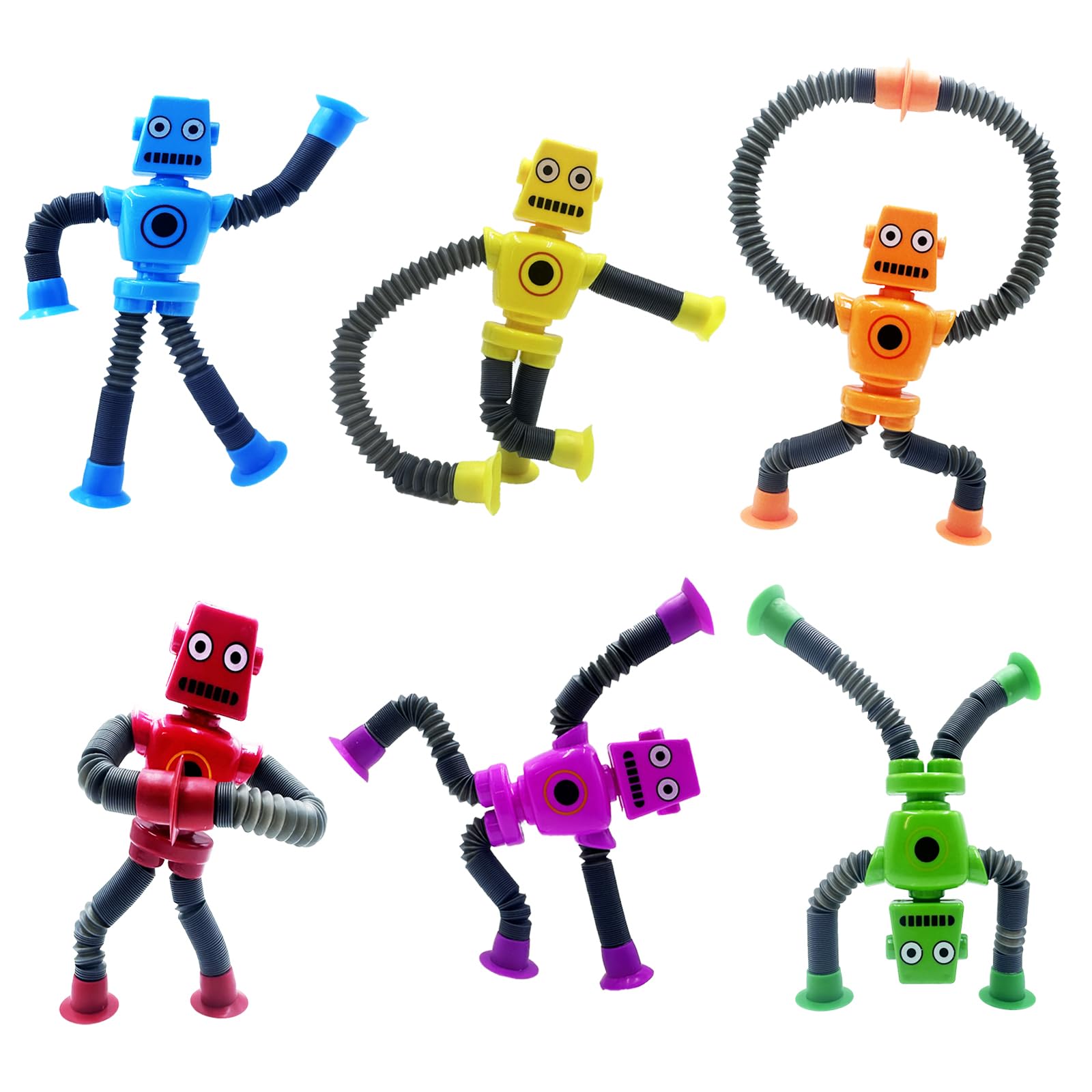WUCLUD 6-Pack Telescopic Suction Cup Pop Tubes – Sensory Fidget Toys for Kids, Classroom Prizes, and Travel