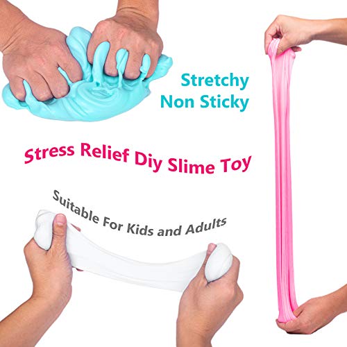 WUHUANIU Scented Slime Kit 3 Pack Butter Slime - Pink Watermelon, White Ice Cream, Sea Blue Coffee - Super Soft Non Sticky DIY Surprise Slime (3x100ml)