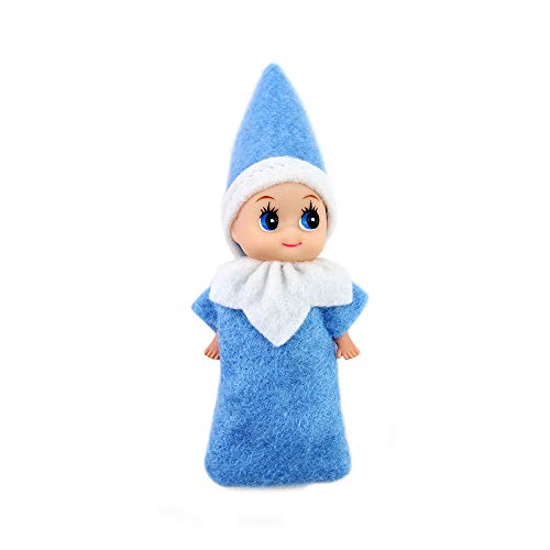 WULEEUPER Blue Baby Elf Doll – 11 cm Tiny Elf for Christmas Decorations and Doll Houses